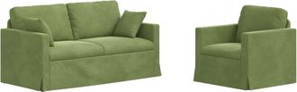 vidaXL Juego De Sof&aacute; 2 Uds. Verde Claro Terciopelo Vidaxl