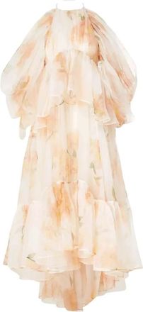Zimmermann Ivory Camellia Midi-jurk - Dames - Casual kleedjes - Oranje - L - Kleedjes