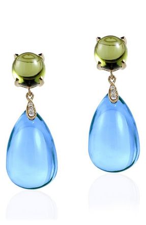Goshwara Naughty Cabochon Drop Earrings in Pale Blue /Bright Green at Nordstrom