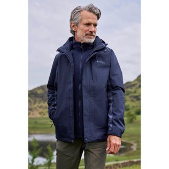 Mountain Warehouse Heren Thunderstorm 3 in 1 Waterdichte Jas (Donkerblauw)