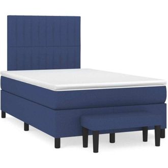 vidaXL Cama Box Spring Con Colch&oacute;n Tela Azul 120x190 Cm Vidaxl