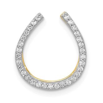 Diamond2Deal 14k Yellow Gold 1/6 carat Diamond Horseshoe Chain Slide