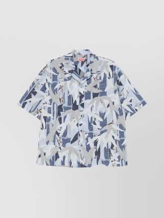 Kenzo cotton linen camp collar short sleeve shirt