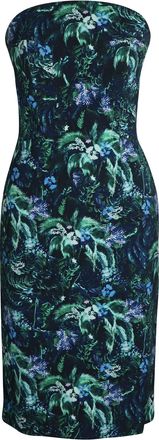 Erdem Erdem Strapless Tree-Print Midi Dress in Multicolor Viscose
