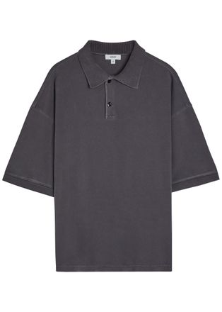 A Gold E Agolde Curren Piqu&eacute; Cotton Polo Shirt - Charcoal - XL