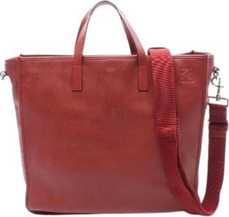 Loewe Pre-owned Tote Bags, female, Red, Size: ONE SIZE Pre-owned Anagram 2way Leather Tote Bag