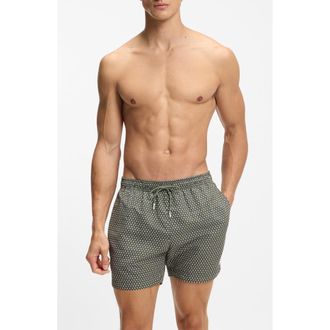 BOSS Vibe Swim Trunks in Open Green at Nordstrom, Size Xx-Large