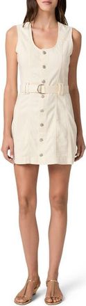Paige Maxine Belted Sleeveless Denim Minidress in Quartz Sand at Nordstrom, Size 12