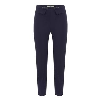 Elisabetta Franchi Broek van dubbellaagse stretchcr&ecirc;pe - Dames - Broeken - Blauw - Maat: XL Leer
