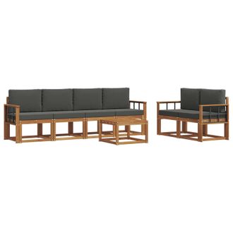 vidaXL Conjunto De Sof&aacute;s De Exterior 7 Pcs Natural Y Antracita Vidaxl