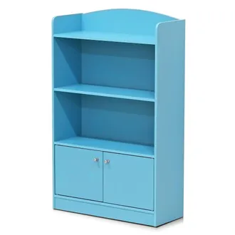 Furinno KidKanac Bookshelf with Storage Cabinet, Light Blue