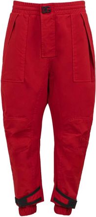 Dolce & Gabbana Cargo Broek met Logo in Reli&euml;f - Heren - Straight fit broeken - Rood - M - Katoen - Broeken