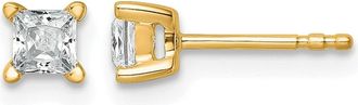 Diamond2Deal 14k Gold 1/2 ct Princess Lab Grown Diamond Stud Earrings VS Clarity, D-E Color