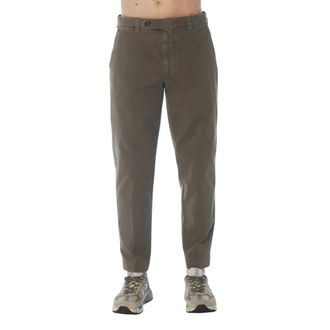 Berwick 1707 Chinos, male, Green, Size: XL Pantalone over fit in drill di cotone stretch diagonale con gamba ampia