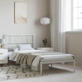 vidaXL Estructura Cama Sin Colch&oacute;n Con Cabecero Metal Blanco 100x200cm Vidaxl