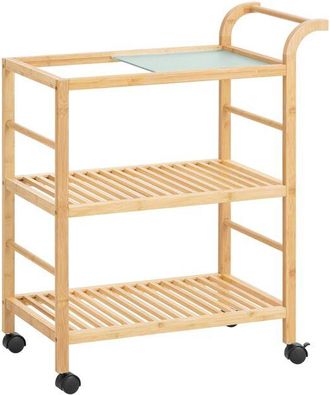 SoBuy Carrello da cucina con route Mobile angolare cucina 65x35x80 cm in bambù carbonizzato SVW24-N - Sobuy