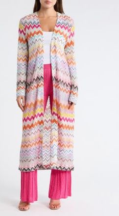M Missoni Lungo Longline Cardigan in Pink Purple Blue And Red at Nordstrom Rack, Size Medium