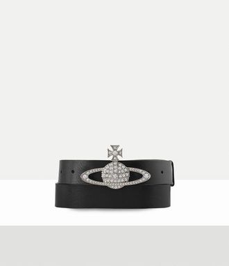 Vivienne Westwood Medium Bas Relief Belt Brass Silver-blackleather M Unisex