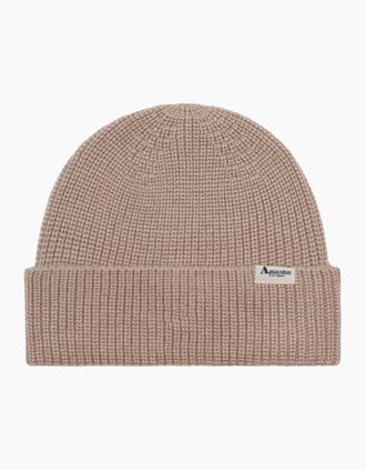 Aquascutum Mens Aquascutum Active Logo Beige Beanie Hat - Brown - Size: ONE size