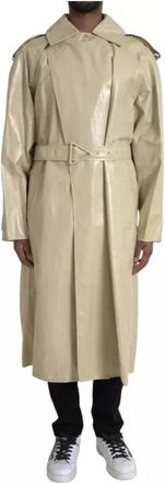 Bottega Veneta Beige Leren Trenchcoat Jas - Heren - Trenchcoats - Beige - XS - Leer - Jassen
