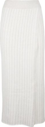 Eleventy Ribbed Knit Midi Skirt With Side Slit And Fitted Waistband