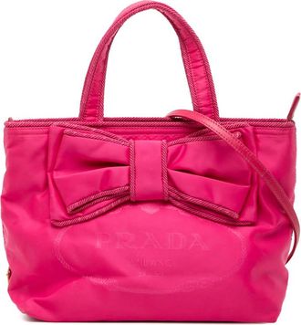 Prada Pre-owned Prada Tessuto Canapa Logo Bow Satchel LSR3C6L4QIEJ1RG9