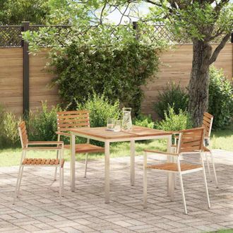 vidaXL Silla De Jard&iacute;n 4 Pcs Marr&oacute;n Madera Maciza De Teca Vidaxl