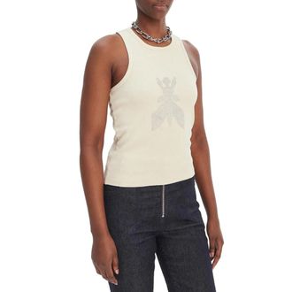 Patrizia Pepe Ribbed Jersey Top - female - Patrizia Pepe - Sleeveless Tops - Beige - L - Tops