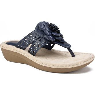 White Mountain Cynthia Thong Comfort Sandal - Multiple Widths Available in Navy/smooth at Nordstrom Rack, Size 9.5