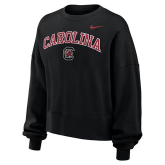 Nike Womens Phoenix Fleece (South Carolina Gamecocks) Oversized Crew-Neck Sweatshirt in Black | IW4947-010