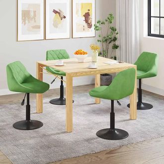 vidaXL Sillas De Comedor Giratorias 4 Unidades Terciopelo Verde Claro Vidaxl