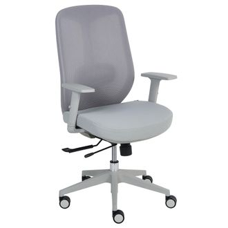 Beliani Silla De Oficina Ergon&oacute;mica Con Soporte Lumbar Reposabrazos Ajustables Asiento Deslizante De Malla Gris Zeler