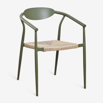 Sklum Pack De 2 Sillas De Comedor Apilables Con Reposabrazos En Aluminio Y Rat&aacute;n Sint&eacute;tico Marsha Sklum