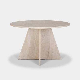 Asir Group LLC Tavolo Da Pranzo Rotondo Design Contemporaneo 120x75h Virella - Beige