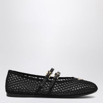 Prada Ballerina nera in mesh con triangolo logo