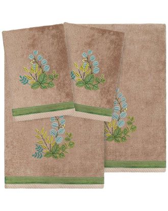 Linum Home Textiles 100% Turkish Cotton Botanica 4Pc Embellished Towel Set