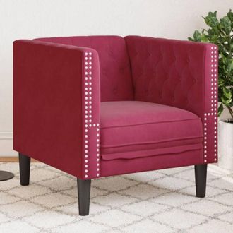 vidaXL Vidaxl - Sill&oacute;n Chesterfield De Terciopelo Artificial Rojo Tinto