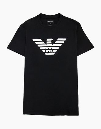 Emporio Armani Mens Emporio Armani Pima-jersey T-shirt With Logo Black - Size: 42
