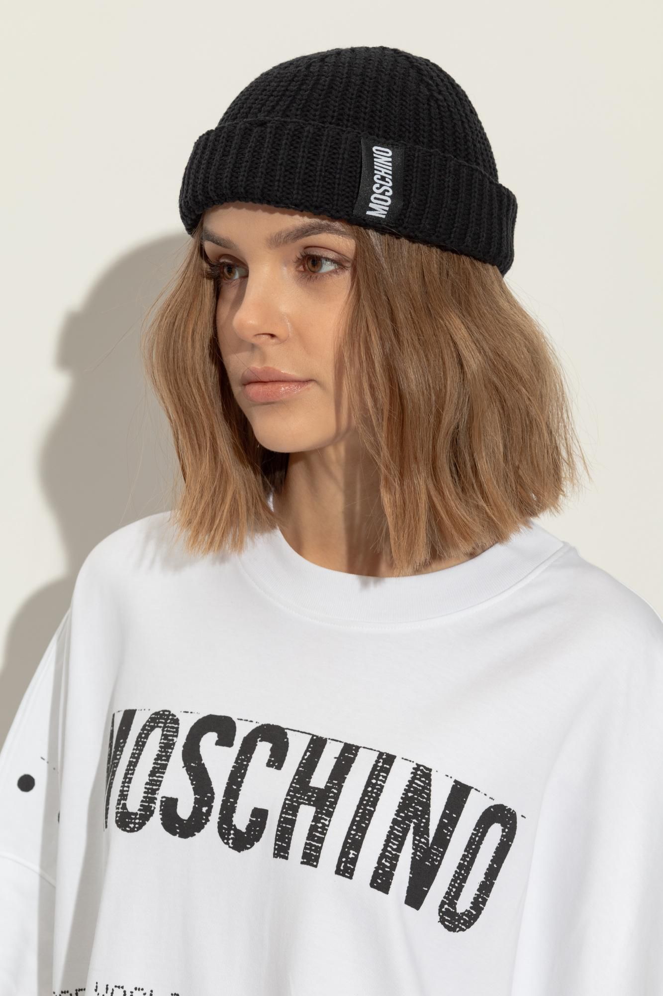 ニットキャップ・ビーニー Moschino 60016 0M5146 Beanie Moschino beanie men double question mark 60016M5146003 Beige