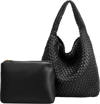 Melie Bianco Johanna Recycled Vegan Leather Shoulder Bag In Black