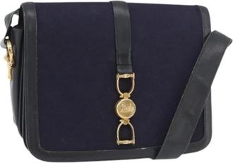Celine Pre-owned Cross Body Bags, female, Blue, Size: ONE SIZE Pre-owned Vintage Canvas Shoulder Bag