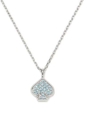 Kate Spade New York mini pav&eacute; pendant necklace in Blue/Silver at Nordstrom