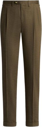 Kiton Tailored Linnen en Wollen Pantalon - Heren - Slim Fit Broeken - Groen - 2XL - Wol - Broeken