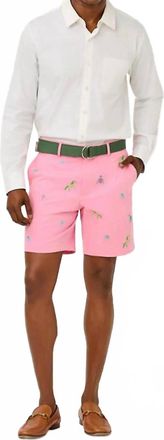 Lilly Pulitzer Stuff Volk Stretch Short In Conch Shell Pink Derby Ditsy Embroidery