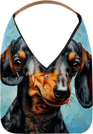 Generic Dachshund Dog (2) Reusable Lightweight Grocery Bags - Foldable Into Compact Pouch, Washable & Sturdy, Multipurpose for Shopping and Travel