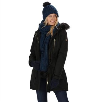 Regatta Womens Serleena Waterproof & Thermo-Guard Insulated Faux Fur Hooded Parka Jacket, Black, 14 (M)