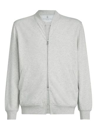 Brunello Cucinelli zip-up sweatshirt - men - Nylon/Cotton - S - Grey
