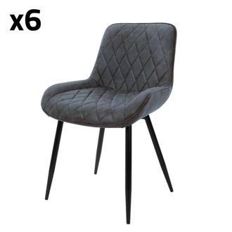 ML Design Lote de 6 sillas de comedor de piel sint&eacute;tica, antracita