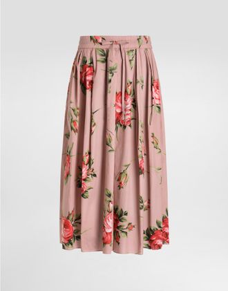 Dolce & Gabbana Rose Bouquet-print Midi Skirt - Woman Skirts Multicolor 36