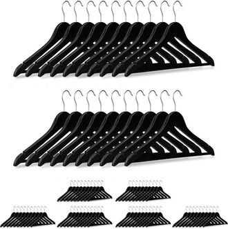 Relaxdays Pack De 80 Perchas Ropa, Colgadores Para Pantalones Y Camisas, Gancho Con Giro De 360&deg;, 23 X 44 X 1 Cm, Negro